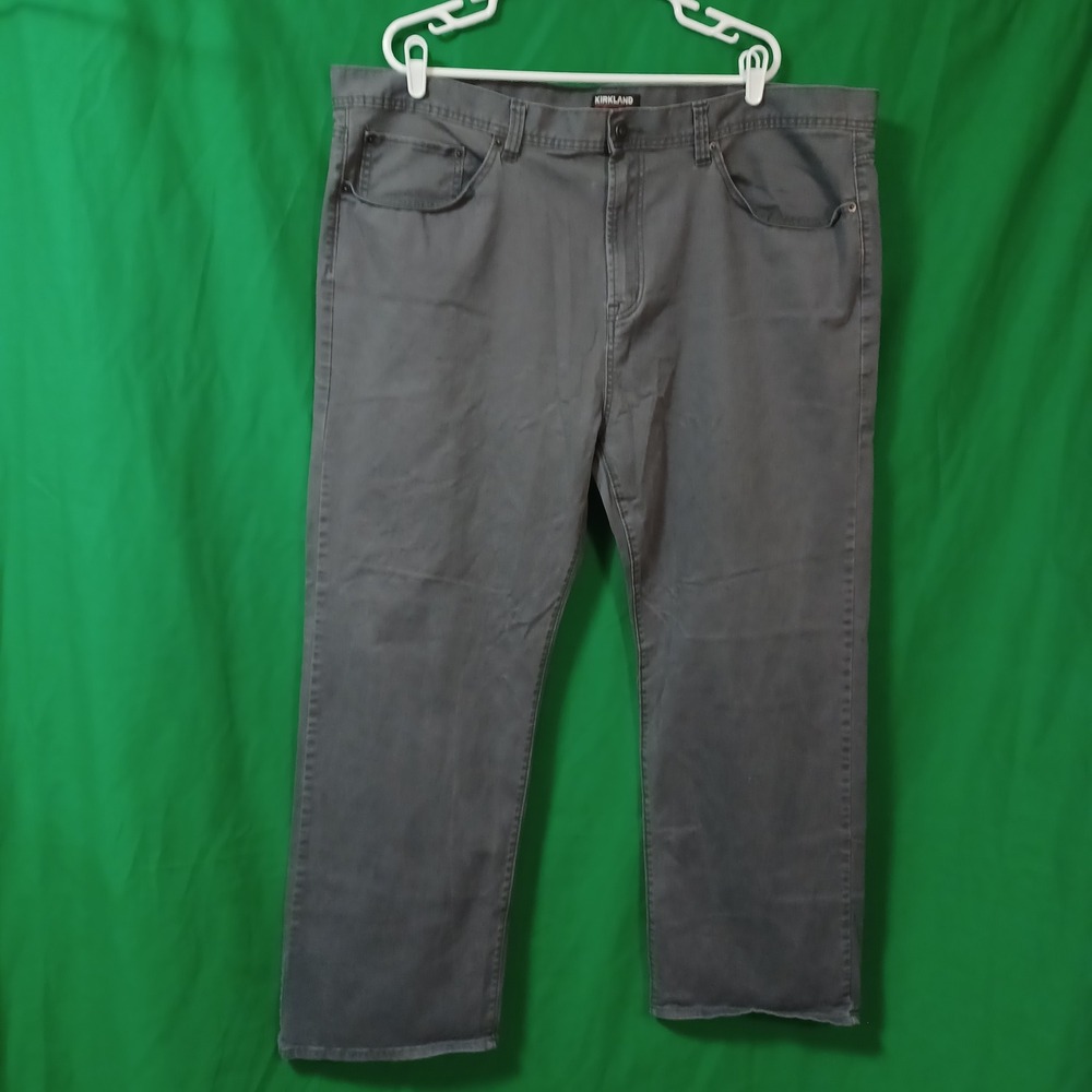 Kirkland Signature Mens Charcoal Gray 5-Pocket Straight Leg Pants 46x30 Stretch‎